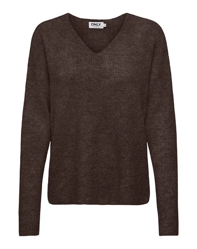 Only - Camilla V-Neck Strik - Coffee Bean